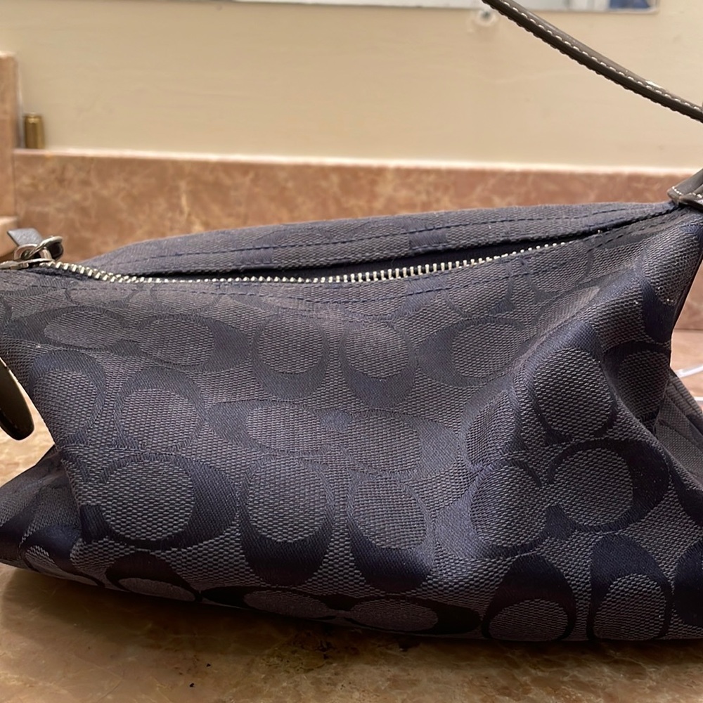 Navy blue and brown coach purse